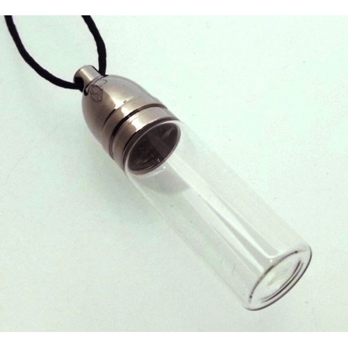 Small Empty Glass Vial Conjure Bottle Pendant with Silver Screw Cap